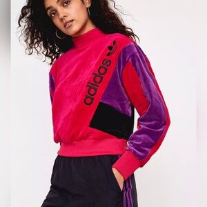 Adidas Originals 90s Velour Colorblock Sweatshirt Retro Inspired